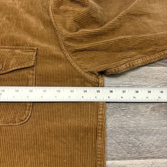 UNIQLO Tan Mens XL Button Up Long Sleeve Retro Granola Corduroy Shirt Shacket - Picture 6 of 9